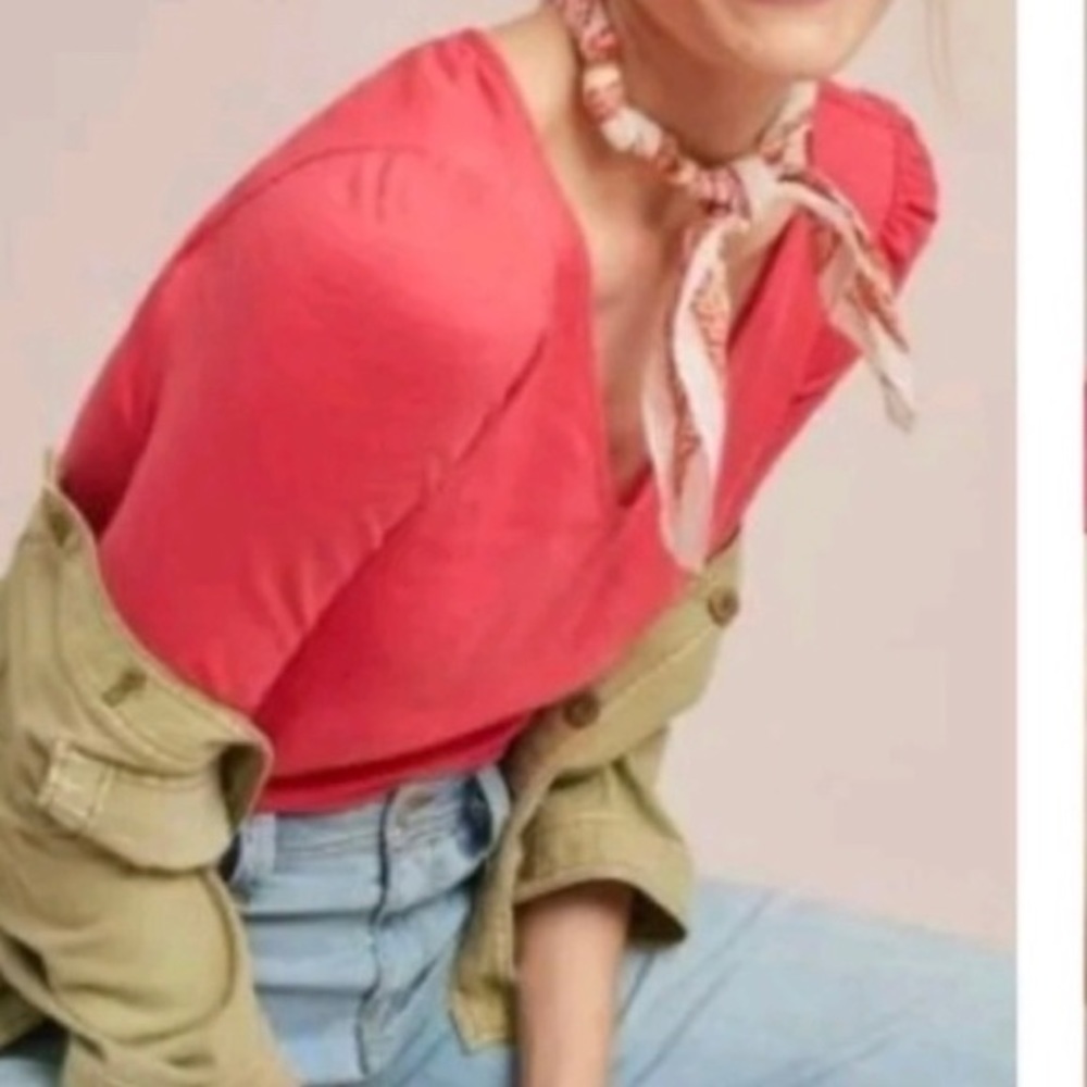 Anthropologie Meadow Rue Bow-Back Tee Small NWOT